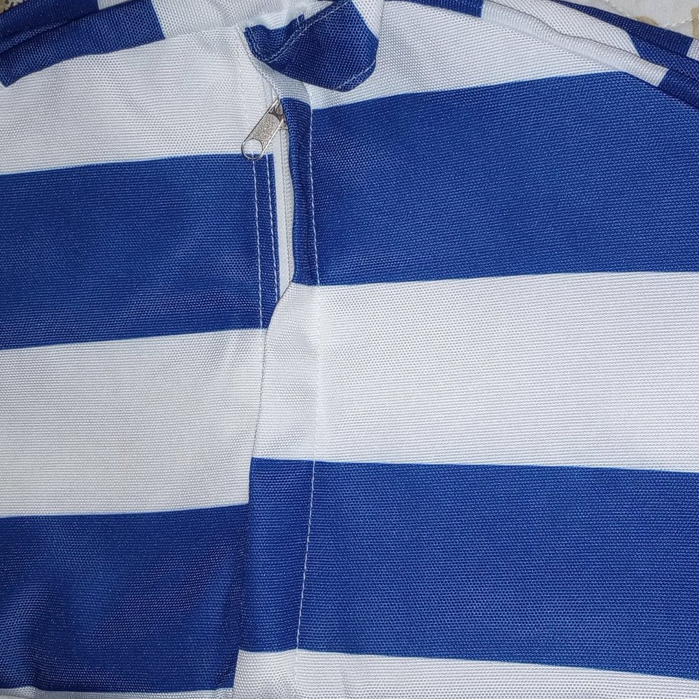 Striped Storage Bag & Seat With Zipper Top